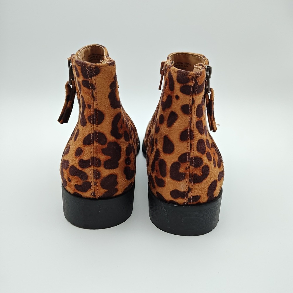 Time and Tru Leopard Print Ankle Booties Sz 10 Faux Suede Side Zip Chelsea Boots - Picture 4 of 9